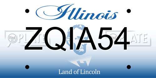 ZQIA54 Illinois License Plate