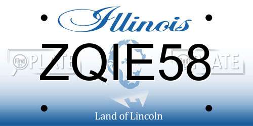 ZQIE58 Illinois License Plate