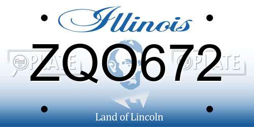 ZQO672 Illinois License Plate