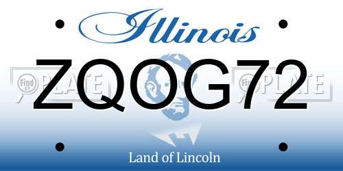 ZQOG72 Illinois License Plate