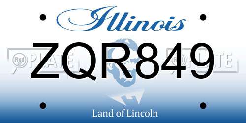 ZQR849 Illinois License Plate