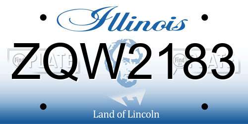 ZQW2183 Illinois License Plate