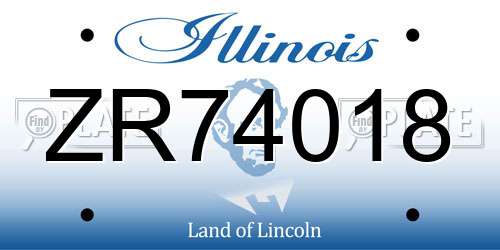 ZR74018 Illinois License Plate