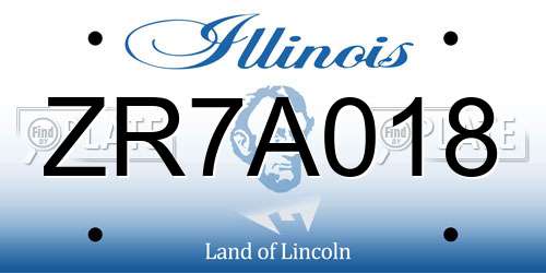 ZR7A018 Illinois License Plate