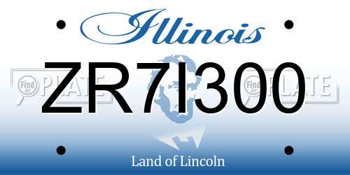 ZR7I300 Illinois License Plate