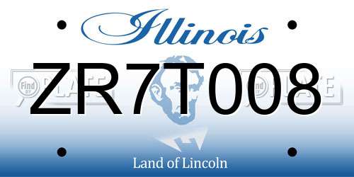ZR7T008 Illinois License Plate