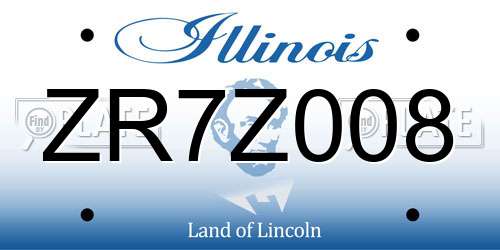 ZR7Z008 Illinois License Plate