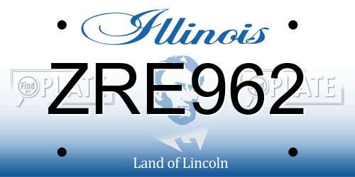 ZRE962 Illinois License Plate