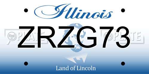ZRZG73 Illinois License Plate
