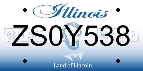 ZS0Y538 Illinois License Plate