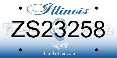 ZS23258 Illinois License Plate