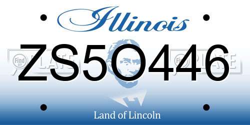 ZS5O446 Illinois License Plate