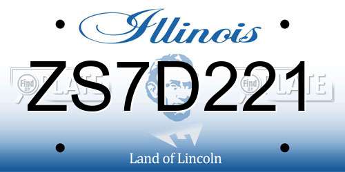ZS7D221 Illinois License Plate