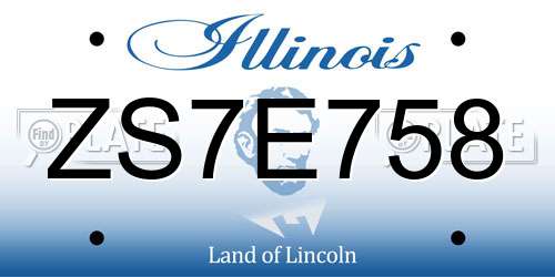 ZS7E758 Illinois License Plate
