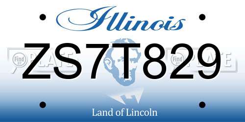 ZS7T829 Illinois License Plate