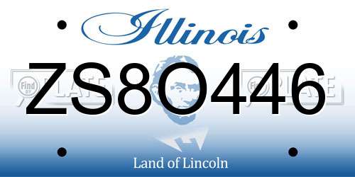 ZS8O446 Illinois License Plate