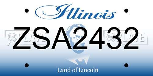 ZSA2432 Illinois License Plate