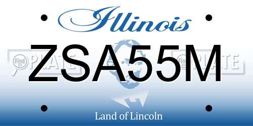 ZSA55M Illinois License Plate