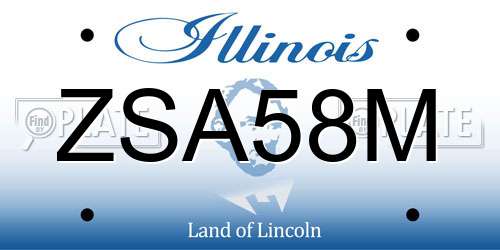 ZSA58M Illinois License Plate