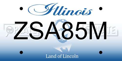 ZSA85M Illinois License Plate