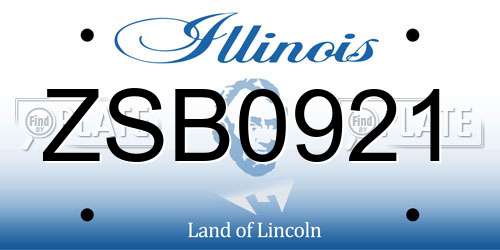 ZSB0921 Illinois License Plate