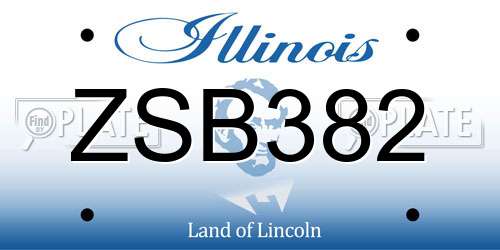ZSB382 Illinois License Plate