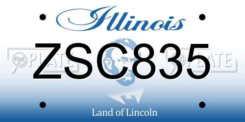 ZSC835 Illinois License Plate