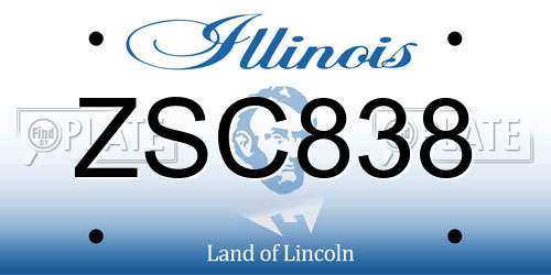 ZSC838 Illinois License Plate