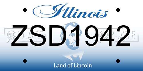 ZSD1942 Illinois License Plate
