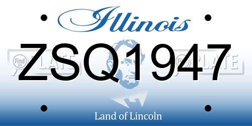 ZSQ1947 Illinois License Plate
