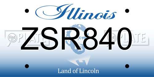 ZSR840 Illinois License Plate