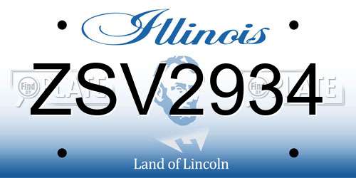 ZSV2934 Illinois License Plate