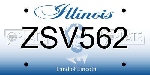 ZSV562 Illinois License Plate