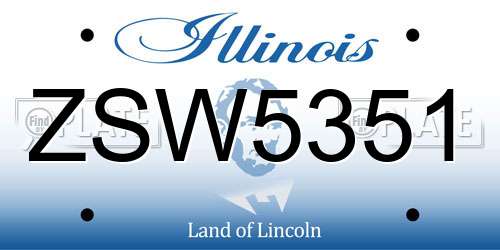 ZSW5351 Illinois License Plate