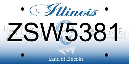 ZSW5381 Illinois License Plate