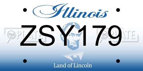 ZSY179 Illinois License Plate