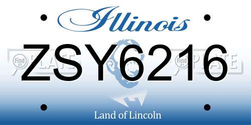 ZSY6216 Illinois License Plate