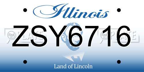 ZSY6716 Illinois License Plate