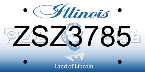 ZSZ3785 Illinois License Plate