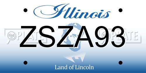 ZSZA93 Illinois License Plate