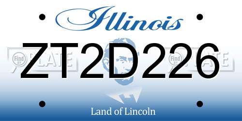 ZT2D226 Illinois License Plate