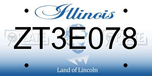ZT3E078 Illinois License Plate