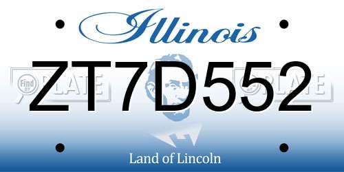 ZT7D552 Illinois License Plate