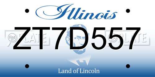 ZT7D557 Illinois License Plate