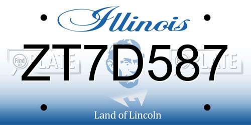 ZT7D587 Illinois License Plate