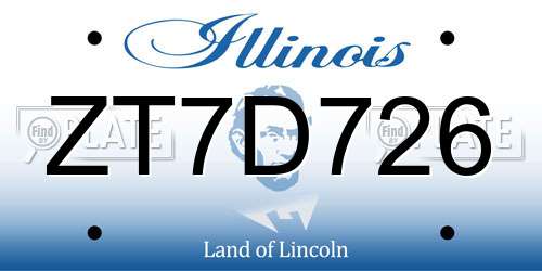 ZT7D726 Illinois License Plate