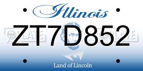 ZT7D852 Illinois License Plate