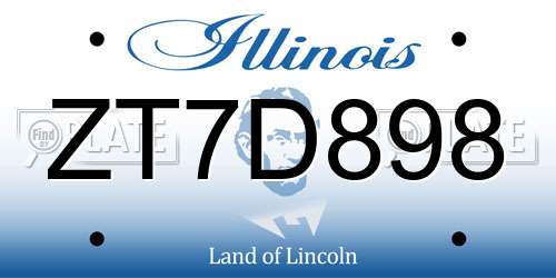ZT7D898 Illinois License Plate