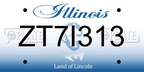 ZT7I313 Illinois License Plate