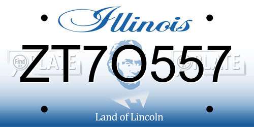ZT7O557 Illinois License Plate